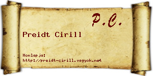 Preidt Cirill névjegykártya